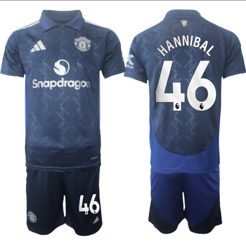 Men 2024-2025 Club Manchester United away blue 46 Soccer Jersey